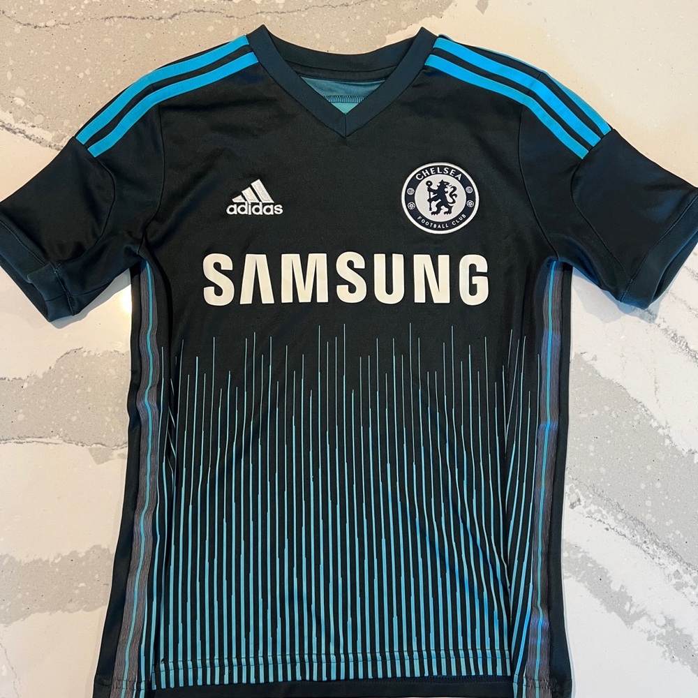Adidas Kids Black and Blue Chelsea (football/soccer) Shirt/Jersey